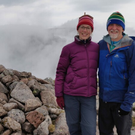 Merryn Glover and Alistair Appleby on Angel's Peak, Cairngorms